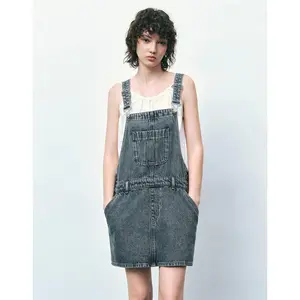 URBAN REVIVO 2026 WomensWear Denim Pinafore Dress
