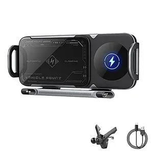 Auto Clamp Wireless Charger for iPhone Samsung Galaxy Android 6-7.2 inch Phones & Tablets Multifunctional Smartphone Mount Car Accessory Secure Hold Car Gadget,father's day gift