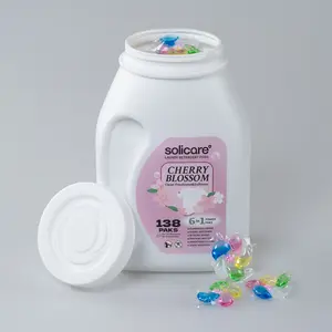 138 Count Solicare Scented Laundry Detergent Pods, Cherry Blossom Scent, 6-In-1 Deep Clean & Softener, for Families & Delicate Clothes