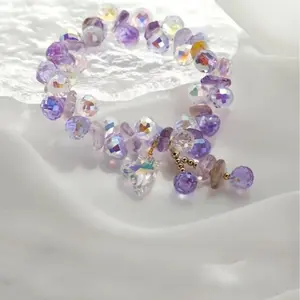 Elegant Heart Pendant Crystal Bracelet, Dainty Crystal Bracelet, Heart Shaped Bracelet, High Quality Bracelet, Synthetic Crystal Jewelry for Daily Wear & Parties, Luxurious Sparkling Design