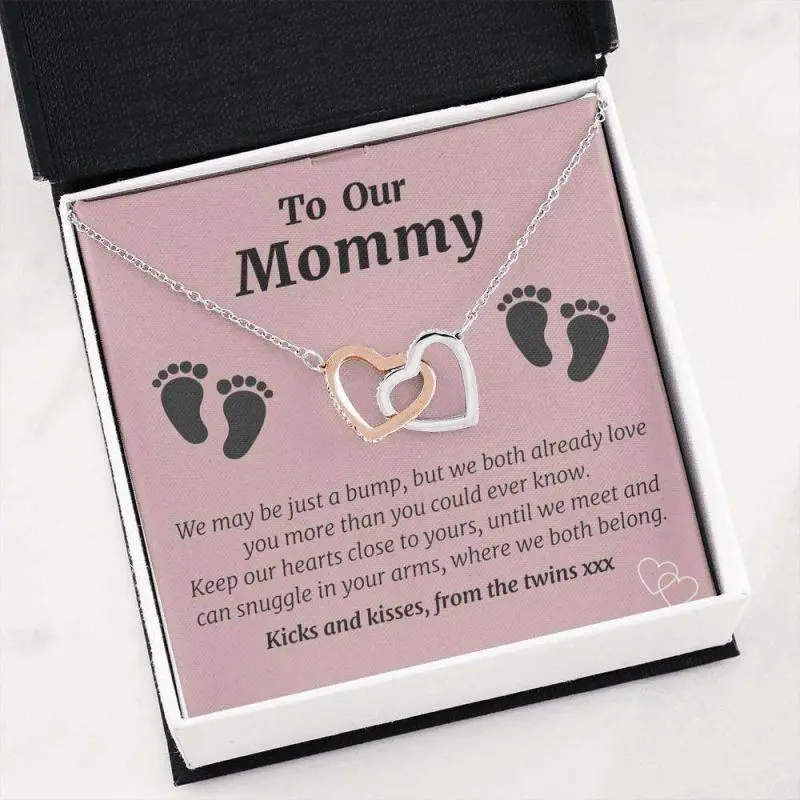 Mom Necklace, Twin Baby Gift Necklace, Baby Shower, Gender Reveal, Future Mom, Mom to be necklace, baby footprint pendant, sentimental gift, pregnancy announcement