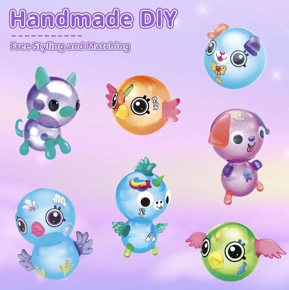 Back-to-school season Craft Gift Magic Toy Set Magic Balloon Craft Set Kids Sticker Decorated Balloon Toy Soft Plush Toy classroom school boy girl Diy Creative Activity Birthday Gift For Girls And Boys Aged 3 And Up