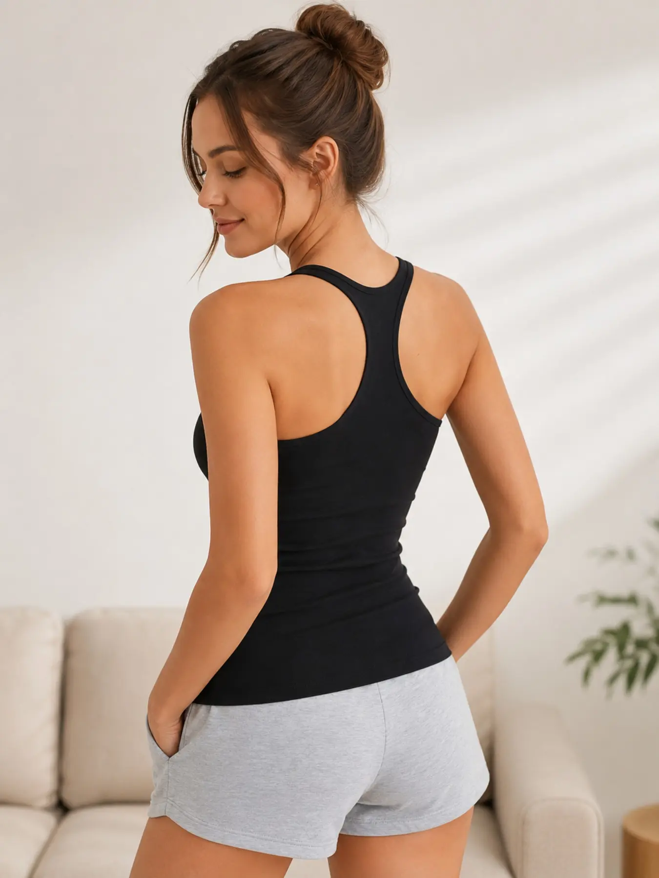 Women Racerback Tank Top, Black Slim Fit Sleeveless Workout Shirt, Activewear Sleeveless, Soft Stretch Yoga Vest for Gym, Lounge, Running and Casual Summer Outfits, Sports Tank Tops