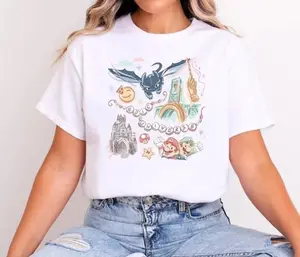 Retro Fantasy Creature Graphic Tee, Adventure Inspired Cartoon T-Shirt, Trendy Unisex Casual Streetwear #graphictee #fantasystyle #streetwear #trendfashion