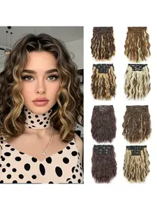 4 Piece Set Hair Clips Water Wave Wig Extensions Short Curly Wave Wig Extensions, Stylish & Durable Design, Perfect for Daily Use