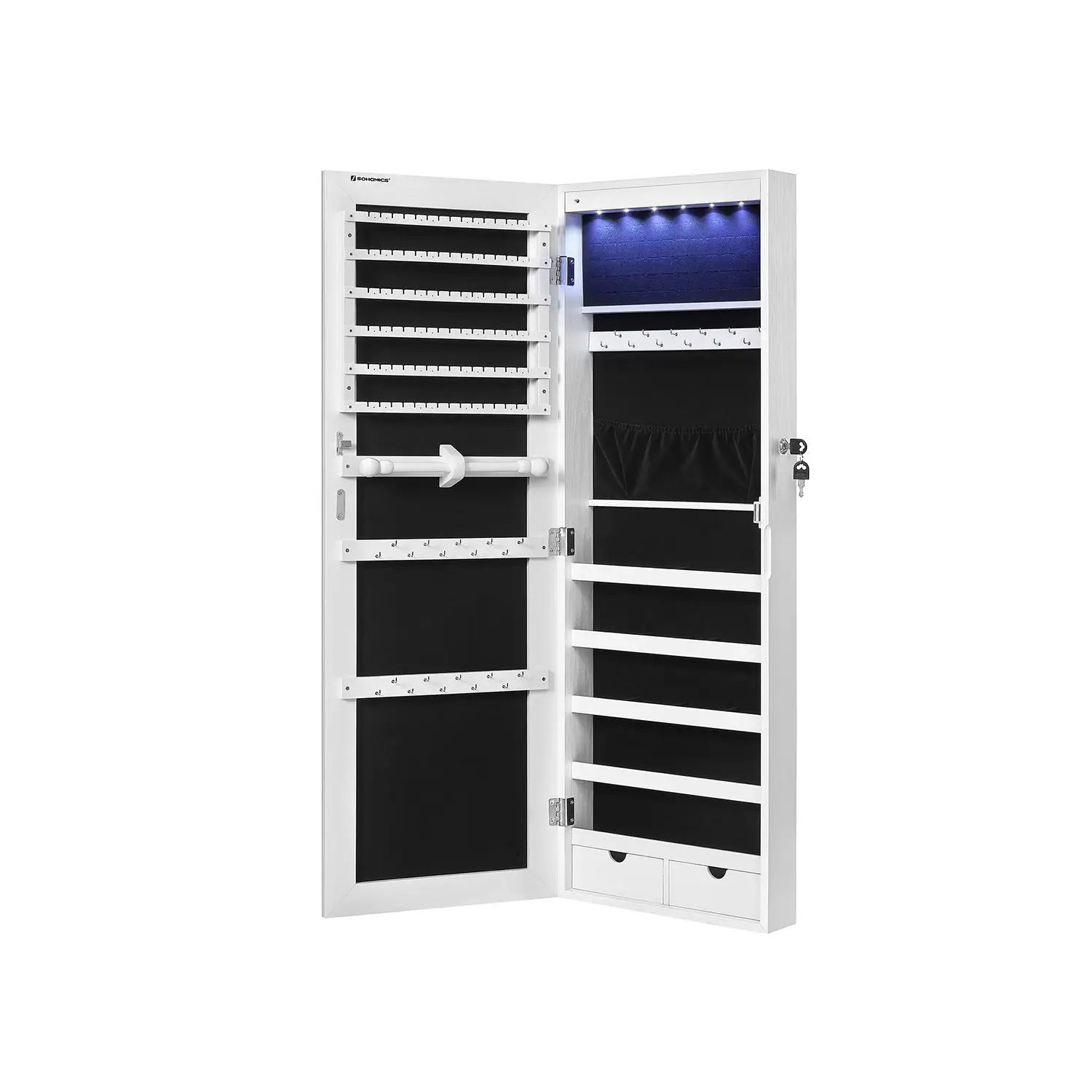 SONGMICS Wall-Mounted Mirrored Jewelry Cabinet JJC99