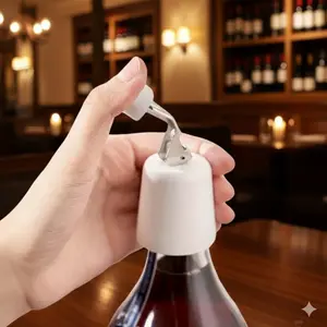 Stainless Steel Wine Vacuum Sealer Stopper, Reusable Wine Preservation System, Oxidation Proof Wine Saver Pump for Red and White Wine Bottles, Airtight Wine Cork Replacement, Modern Wine Accessory