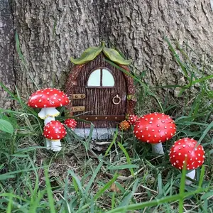 Glowing Mushroom House Resin Statue, Outdoor Garden & Yard Decor, No Battery Needed, Unique Home Decoration Accessory