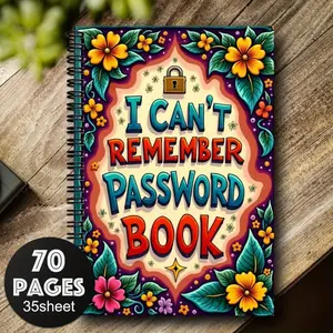 Fun Spiral Code Notebook, suitable for logging into the internet and computers, recording websites, usernames, and passwords, a password protector for home or office use, handmade scrapbook kit materials, Spiral Notebook Journal