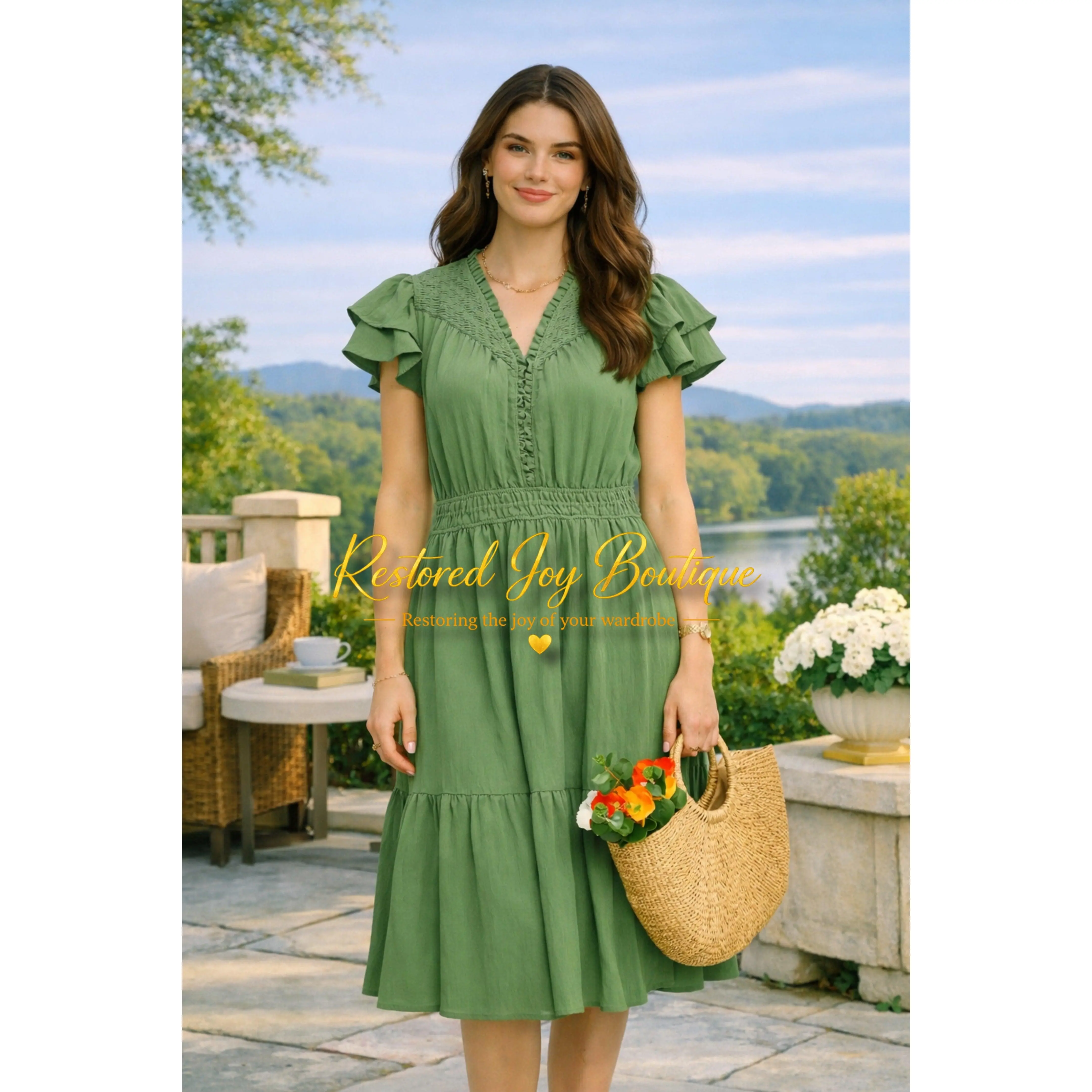 The Garden Whisper Sage Dress