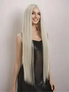 38'' Extra Long Blonde Synthetic Lace Front Wig – 150% Density Straight Hair with 13×6×1 Hd Glueless Lace, Pre-plucked Hairline, Breathable Cap, Multiple Colors, Perfect for Daily Wear, Parties, Cosplay & More, Blonde Colored Wig, Lace Frontal Wigs
