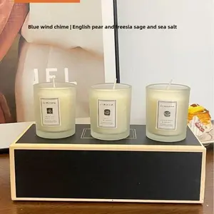 Blue Wind Chime English Pear Freesia Sage Sea Salt 3pcs Scented Candles Romantic Air Fragrance Diffuser Fresh Home Lasting Aromatherapy Model 6954 Perfume