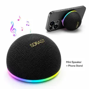 Mini Magnetic Bluetooth Audio Speaker, TWS Stereo Pairing, 360° Surround Sound, LED Light, USB-C Charging, Portable with Strap & Stand for Outdoor & Home Use with Phones & Gadgets