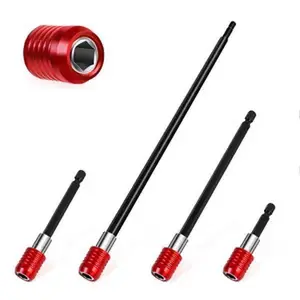 2/4/6/12'' Drill Bit Extension with Bit Holder, 1/4'' Hex Drill Extension Bit Holder for Impact Driver, Cr-V Steel Quick Release (4PCS)