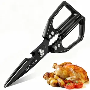 Kitchen Scissors All Purpose -FallFreshness- Stainless Steel Kitchen Shears, Sharp black Meat Scissors, Dishwasher Safe, Poultry Shears, Japanese Cooking Scissors for Food, Chicken Bones, and Turkey, Christmas Gift! sk5