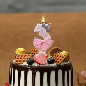 1pcs Sparkling Crown Dress Number Candles Set, Perfect for Birthday Parties, Anniversaries, Halloween & Christmas Events, High-End Themed Parties