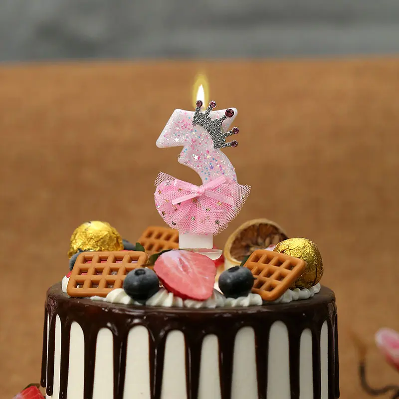 1pcs Sparkling Crown Dress Number Candles Set, Perfect for Birthday Parties, Anniversaries, Halloween & Christmas Events, High-End Themed Parties