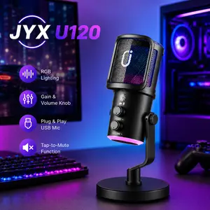 JYX U120 RGB Streaming Gaming Microphone with RGB Lights One-tap Mute Headphone Jack for PC Mac PS5 PS4 Ideal for Streaming Gaming Podcasting Compact Durable Design outdoorfun Headset Recording Plug Audio Connection Metal
