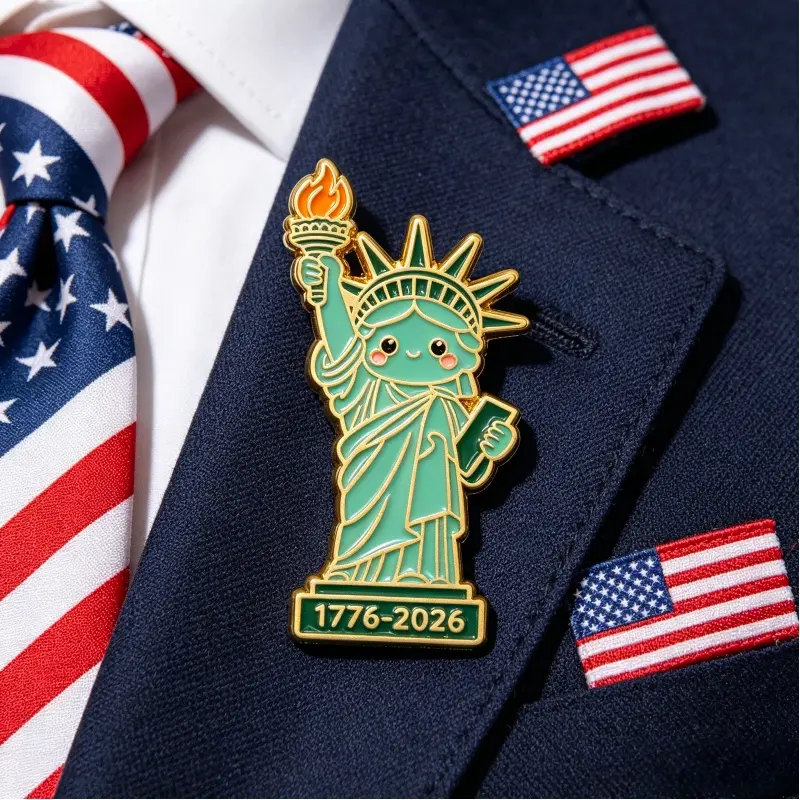 1Pc Statue of Liberty Brooch, 250th American Independence Day Enamel Lapel Pin, Decorative Badge, Fashion Jewelry for Clothes and Backpack, Perfect Festival Decoration & Gift Choice, Durable Metal Pins
