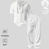 Men’s lightweight two-piece set with a hood, casual vacation style, loose and breathable thin fabric, hooded sweatshirt and wide-leg pants, for summer wear