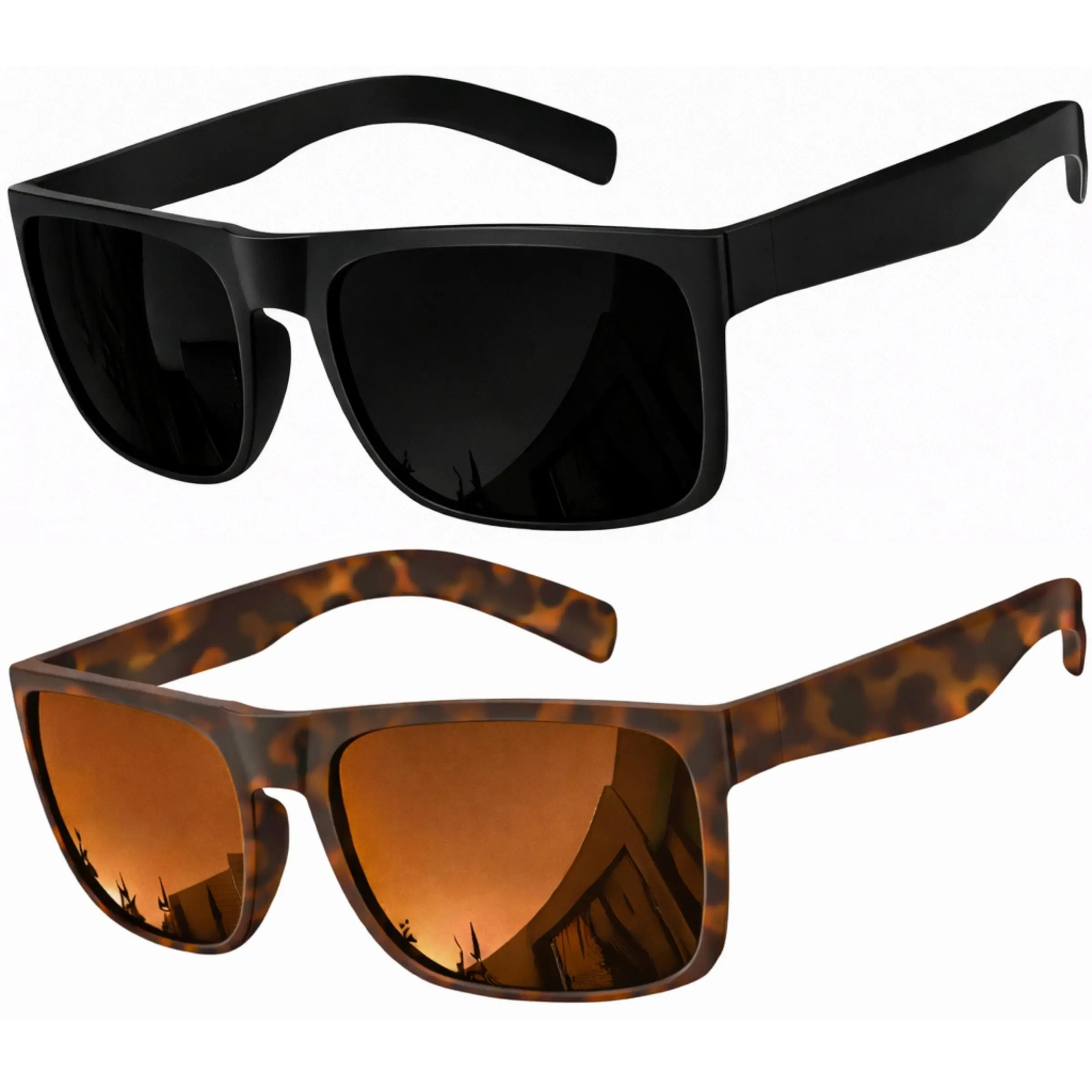 GRINDERPUNCH XL 2-Pack Polarized Sunglasses for Men Women Unisex – Big Head Fit, Wide Frame UV400 Shades for Driving, Travel & Daily Outdoor Use