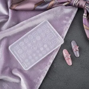 Cute Button-Themed Nail Art Mold, Tiny Bear, Star, Strawberry & Flower Shapes, Resin Casting, DIY Nail Charms, Phone Case Embellishments