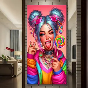 5D DIY Diamond Arts Colorful Painting Kit, Cute Girl Pattern Diamond Arts Colorful Painting without Frame, DIY Decor Painting for Bedroom, DIY Kits