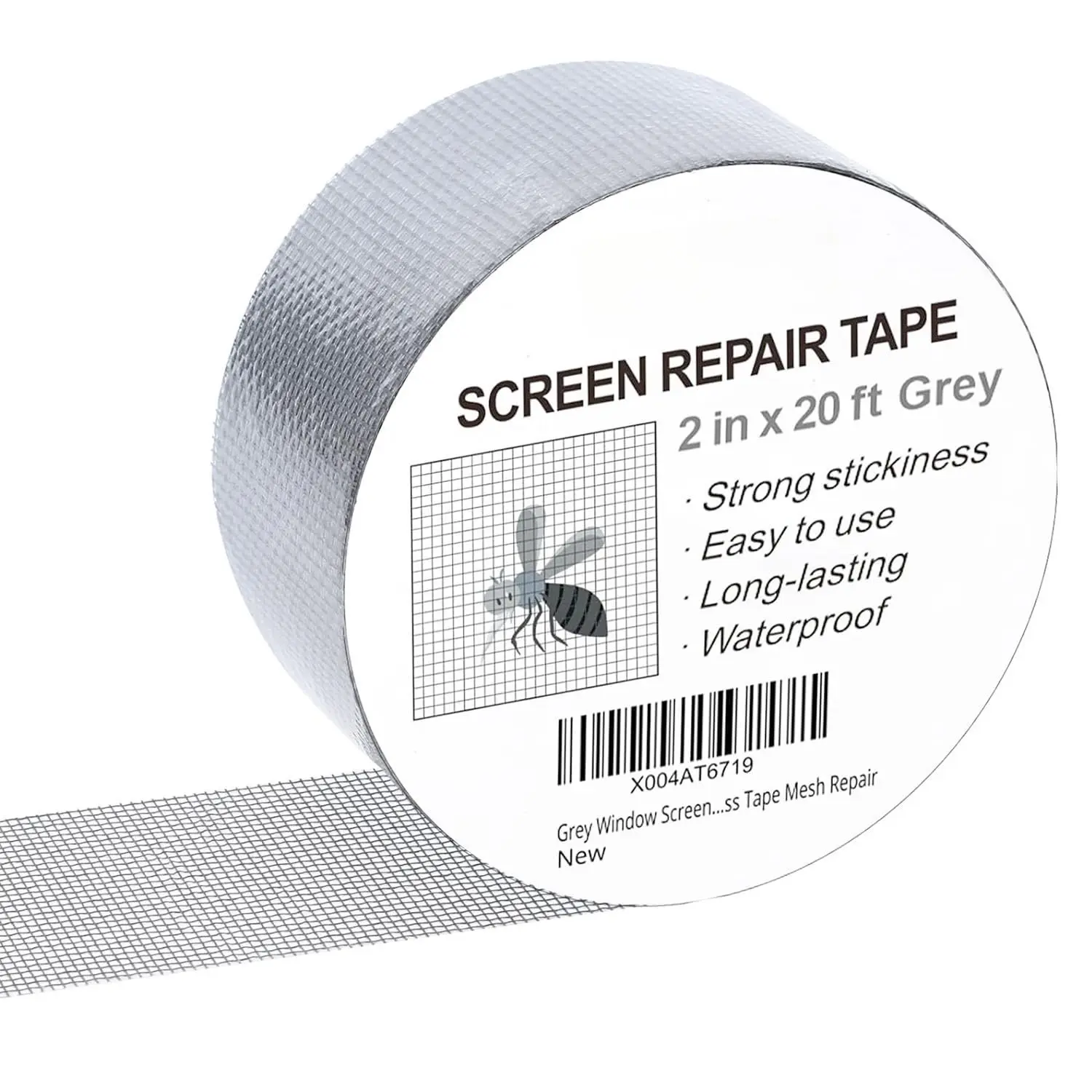 Grey Window Screen Tear Repair Tape, 2IN x 20FT Adhesive Fiberglass Mesh Patch Kit for Windows, Doors (Tools & Hardware, Adhesives, Tapes & Sealers)