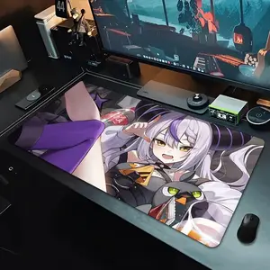 Anime Mouse Pad Featuring La+ Darknesss from Hololive, Bold Purple Outfit with Horns, Fun and Stylish Desk Mat for VTuber Fans and Kawaii Setups