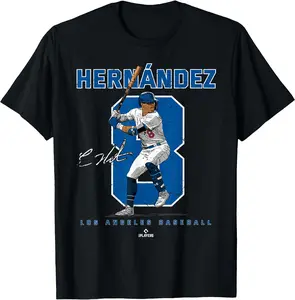 Number and Portrait Kike Hernandez Los Angeles MLBPA Unisex T-Shirt Cotton Menswear Man Classic