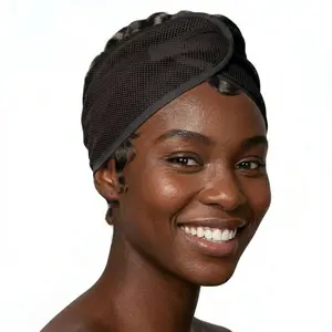 Donna Breathable Mesh Hair Wrap for Women, Adjustable Black Head Wrap Cap for Sleeping & Daily Wear, Fits All Hair Types