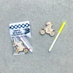 Dirt Bike Birthday Party Favor | Color Your Own Wooden Motocross Favor
