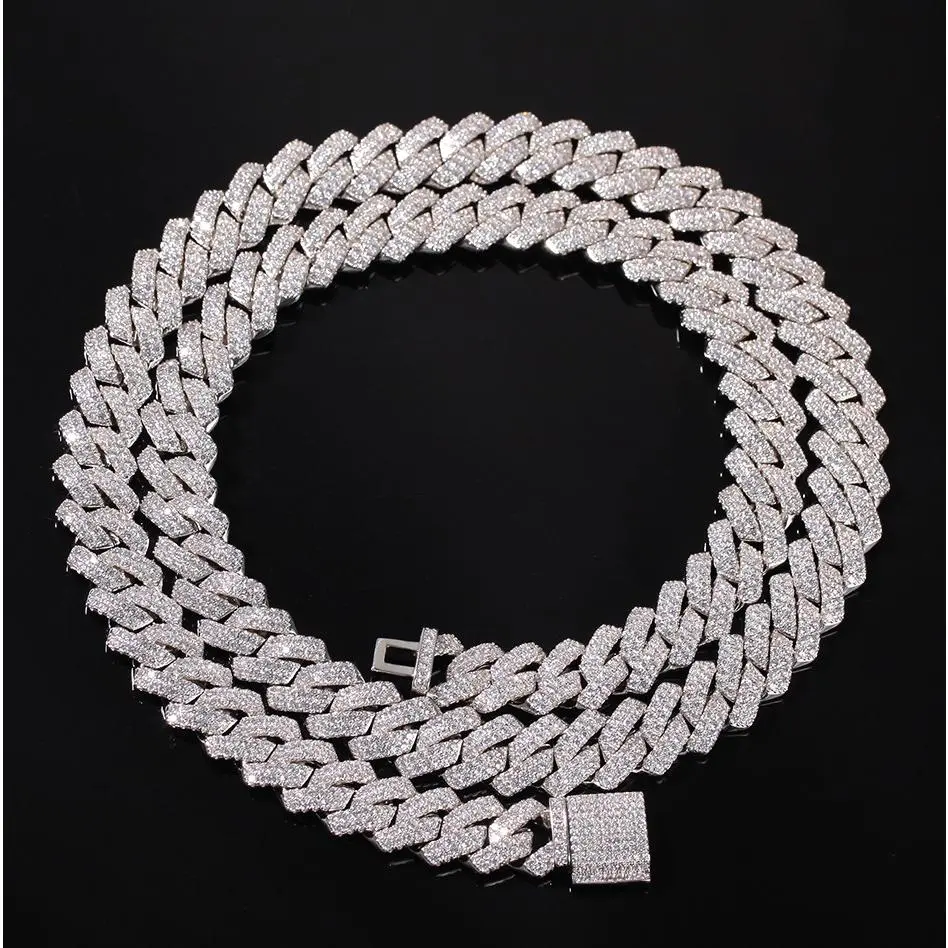 Cuban Link Chain Mens Iced Out Miami Cuban Neclace Silver/Gold Bling Diamond HipHop Jewelry For Women Hip Hop Chain Set Punk Style