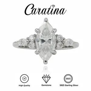 2.28CT Marquise Shape Synthetic Moissanite Ring in 925 Sterling Silver Daily Wear Birthday Valentine's Day Present Engagement Ring Anniversary Ring