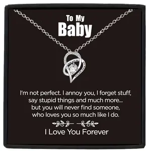 Heart Necklace for My, I Love You To The Moon and Back, My Necklace, With Card& Box Gift