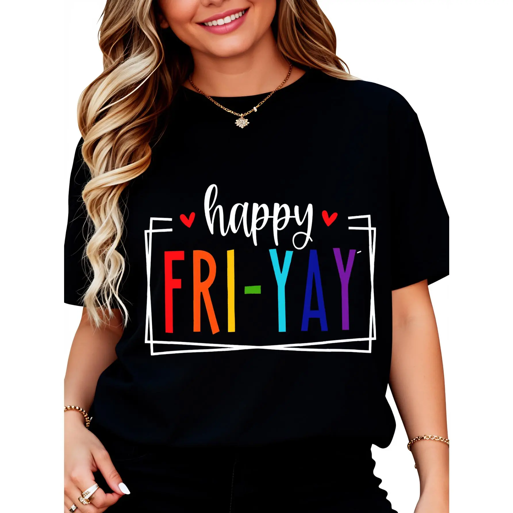 Unisex Men's Cotton Graphic T-Shirt - Planet Prints, Happy Friday Teacher Themed, Funny Weekend Holiday Top for Pairing with Bottoms