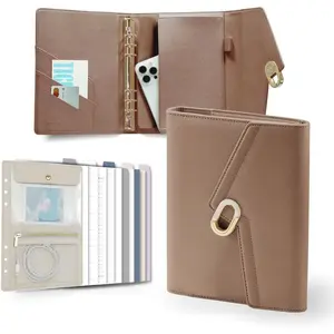 Luxury Journal - A5 Leather Binder Planner Cover with 80 Sheets, 5 Dividers, Removable Zip Pouch, Refillable Undated Organizer for Work, School, Personal Use, Mocha Brown