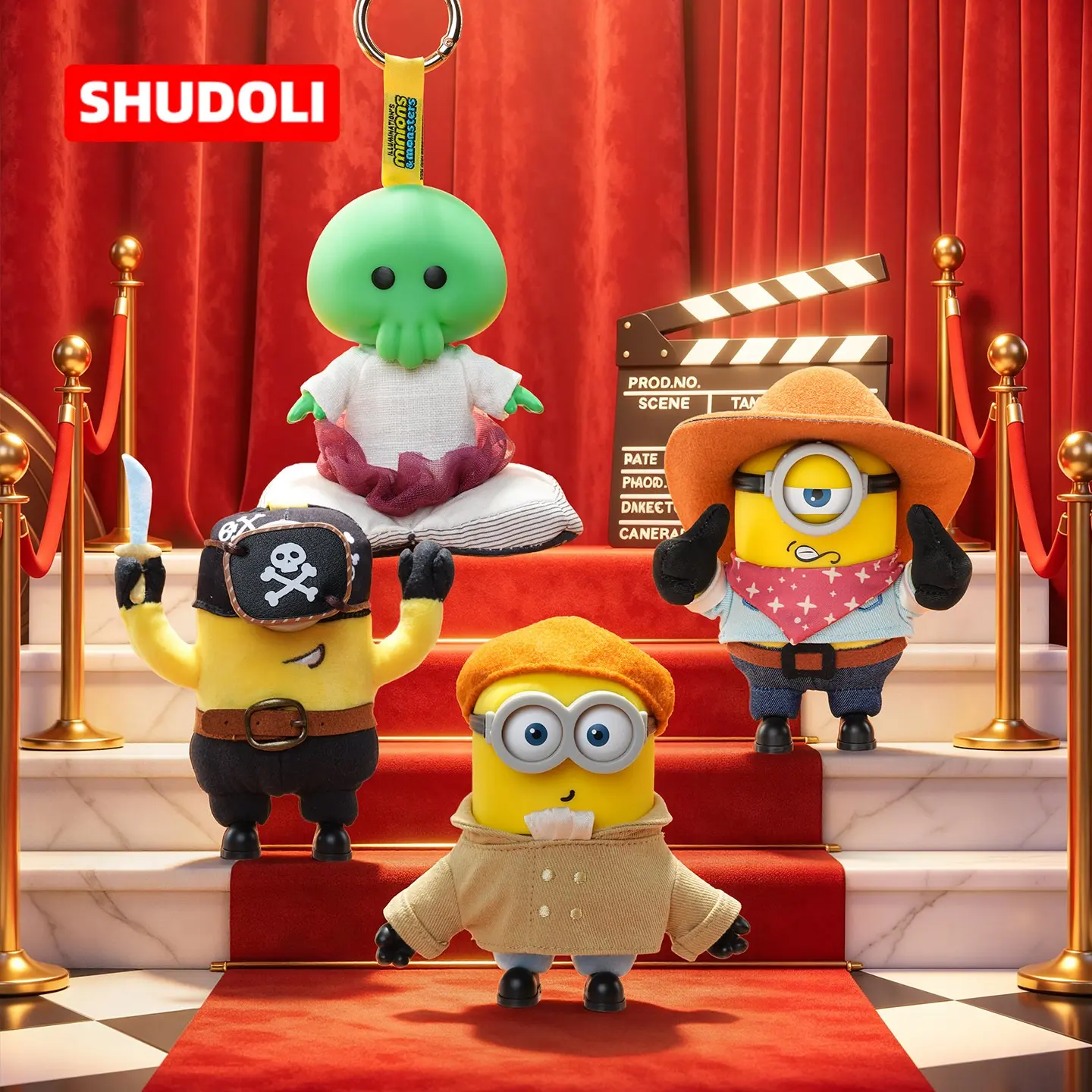 Minions & Monsters Series Vinyl-Plush Pendant Blind Box - TV & Movies Themed Hybrid Soft Plush, Glossy Vinyl Charms, Spooky Monster Styling, Random Designs, Unique Design & Style, Trendy Bag Accessories, Surprise Collectible Gifts (a single box)