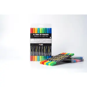 18 Count Twin-Tip Markers - Durable Design for Easy Marking and Writing