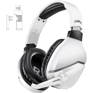 Wireless Gaming Headset with Noise Canceling Microphone for PS5, PC, PS4, 2.4G/Bluetooth Gaming Headphones with USB and Type-c Connector, Wired Mode for Controller Gamecube