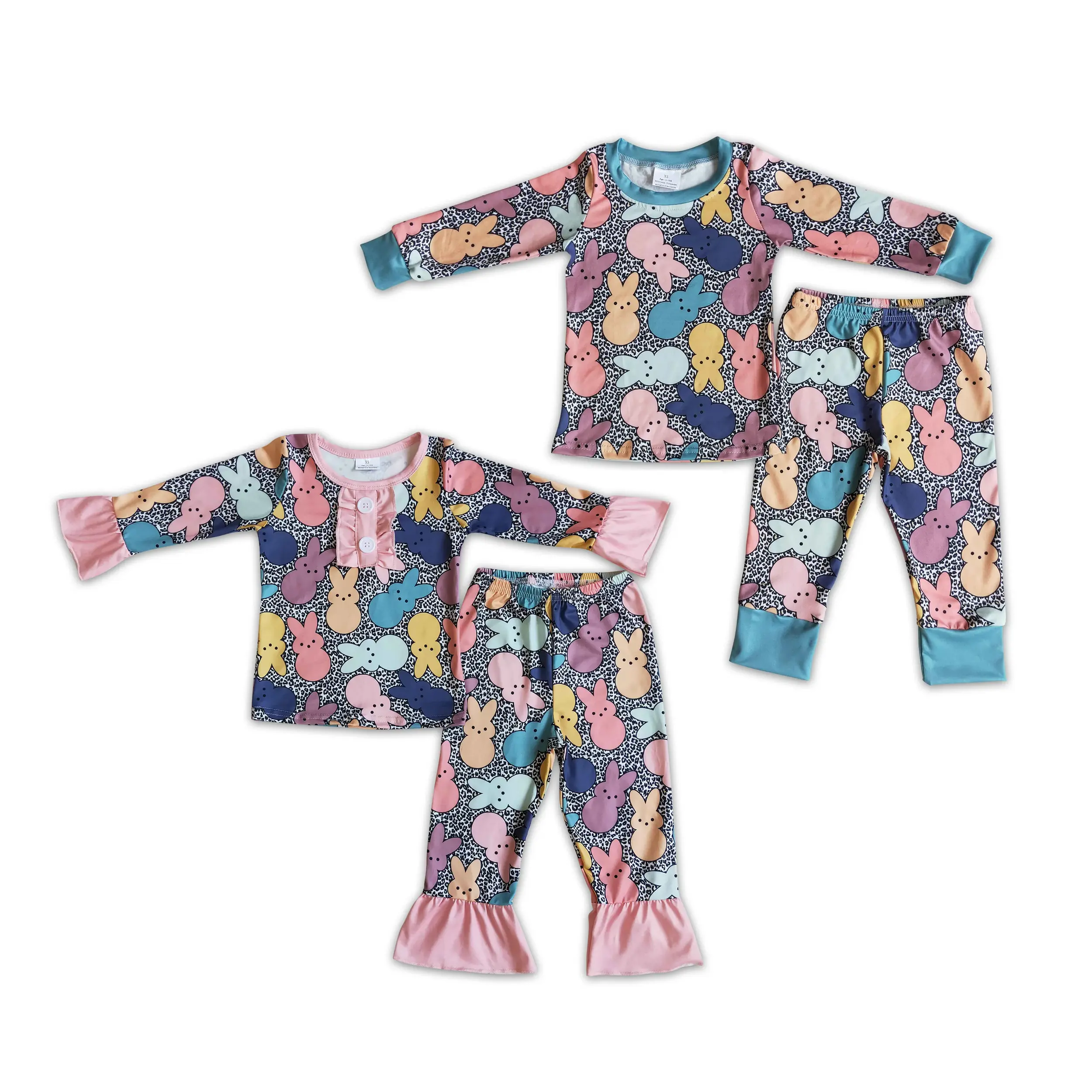 Kids' Easter Bunny Long-Sleeve Cute Pajama Sets, Boys' Comfortable Sleepwear, Cute Pajamas