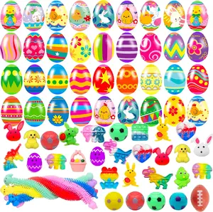 36 Pack Prefilled Easter Eggs with Fidget Toys Bright Colorful Easter Eggs Prefilled with Variety Easter Stress Toys Inside Great for Kids Toddler Easter Basket Stuffers Eggs Fillers Party Favors
