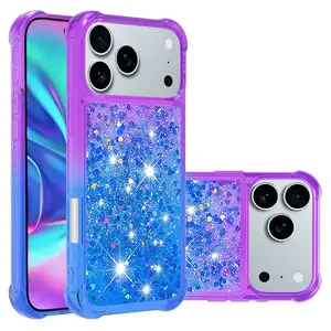 Gradient Bling Glitter Liquid Quicksand Phone Case For iPhone 17 Air 16 PM 15 14 13 12 11 Pro Max 16e XS X SE 6 7 8 Plus Cover