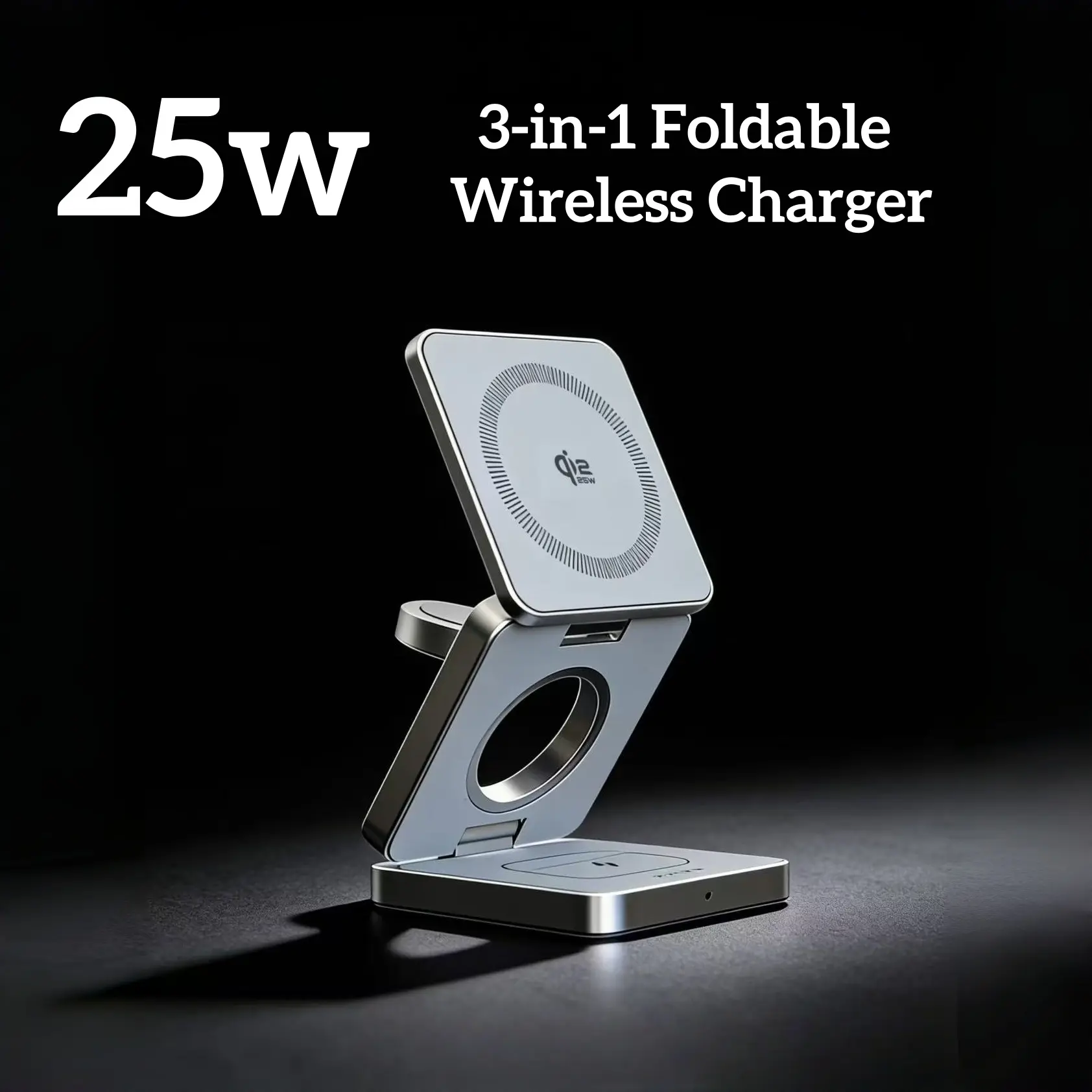 NEW Qi2 25W Foldable 3-in-1 Wireless Charger Fast ChargingStation for iPhone 17/16 AirPods Apple Watch Travel-FriendlyStand Portable Chargers Cellphone Electronic Adapter portablecharger