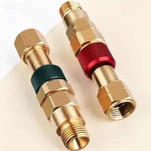 Brass Torch to Hose Quick Connect Set, Upgraded with Check Valves, Color Coded for Safety Oxy/Green Fuel/Red, Reusable Gas Connector for Welding