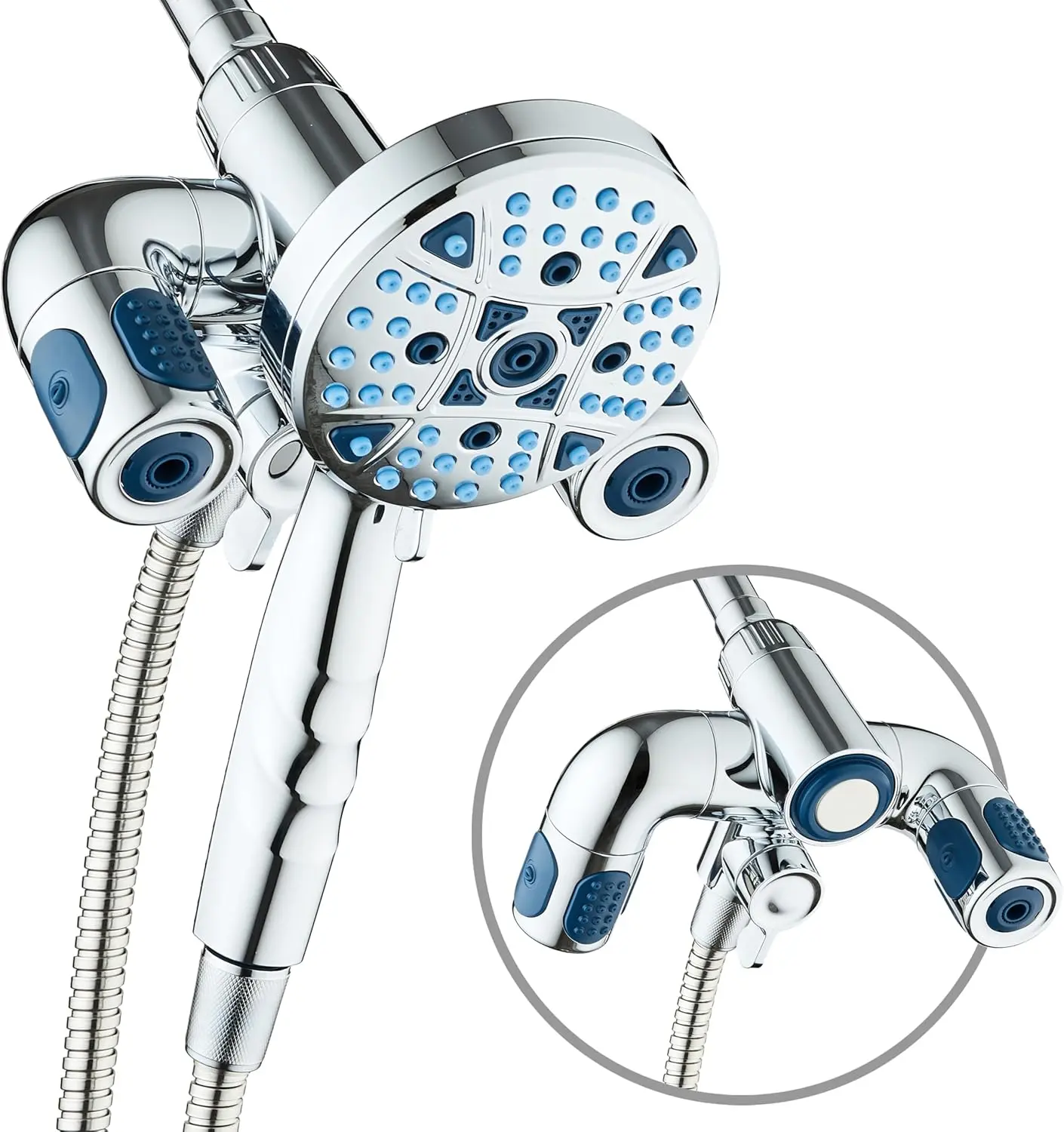 Polaris High-Pressure 3-Way Shower & Handheld Combo System - 208-Setting, Multi-Zone, Docking Handle, Stay-Clean Jets, 6 ft. Metal Hose, Chrome & Nickel Finish, Top Bathroom Fixture Brand