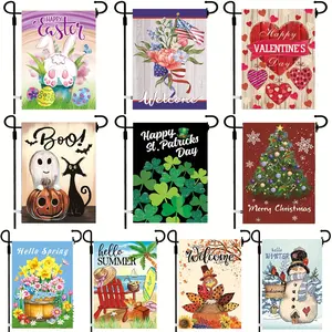 Four Seasons Holiday Garden Flags Double Patio Welcome Flags Small Outdoor Garden Flags Halloween Christmas Outdoor Flags Fall And Winter Seasonal Garden Flags Independence Day Garden Flags Seasonal