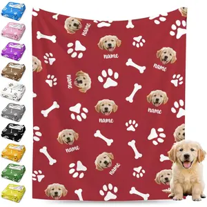 Personalized Dog Face Blanket Throws with Photos, Custom Pet Face Blanket, Dog Gifts for Pet Lovers, Customized Puppy Blanket for Adult Kid Birthday Christmas Fathers Mothers Valentines Gift