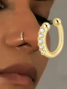 Bohemian Sexy Style Fake Nose Ring, Silver Color Cubic Zirconia, No Piercing Required, Fashion Hip Hop Accessory, Nose Ring Jewelry, Body Jewelry, Body Jewellery