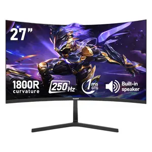 27 Inch PC Computer Screen,1800R Curved Gaming 250Hz Monitors, FHD 1080p 1ms, Freesync, 98% sRGB,Built-in Speaker, HDMI2.0、DisplayPort, Compatible with Wall-Mounted 100 * 100MM